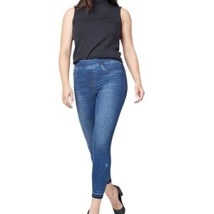 Spanx Distressed Ankle Skinny Jeans, Medium Wash Sz L